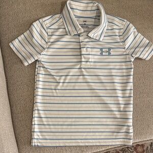 Under Armour White Polo with Light Blue Stripes